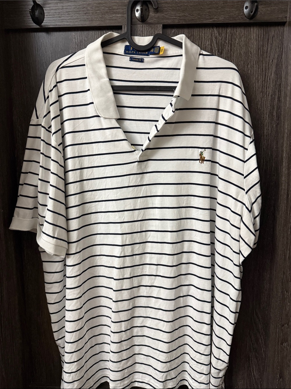 Polo by Ralph Lauren White Polo with Navy Stripes